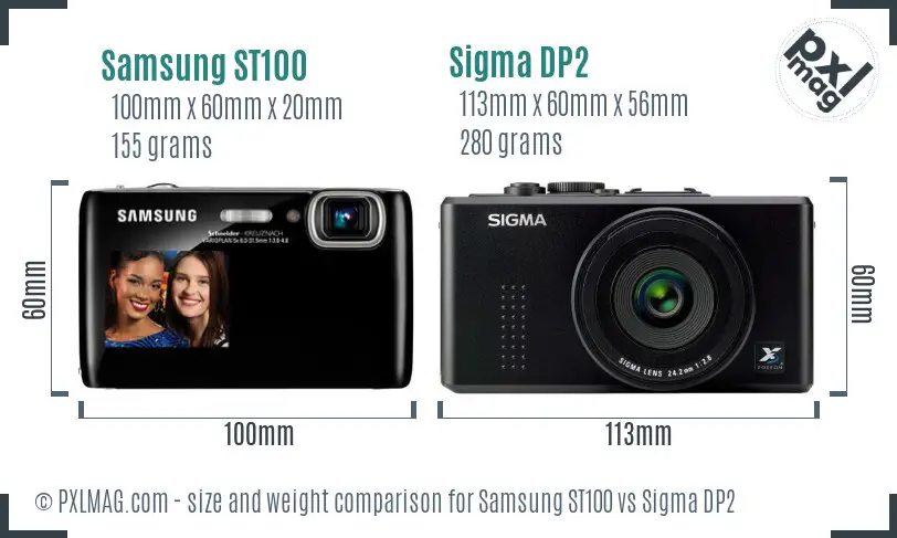 Samsung ST100 vs Sigma DP2 size comparison