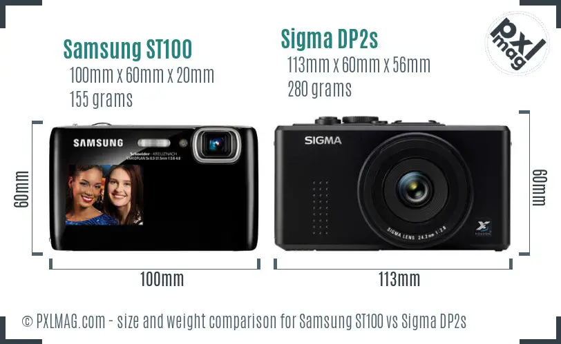 Samsung ST100 vs Sigma DP2s size comparison