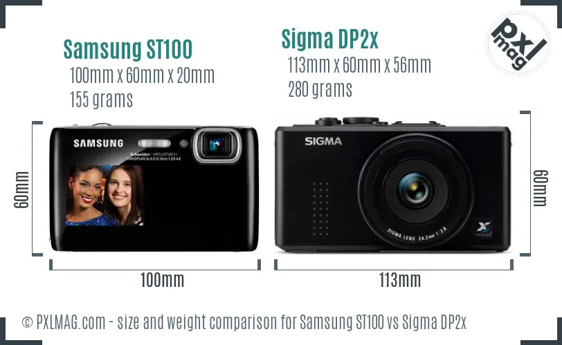 Samsung ST100 vs Sigma DP2x size comparison