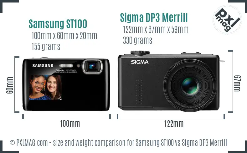 Samsung ST100 vs Sigma DP3 Merrill size comparison