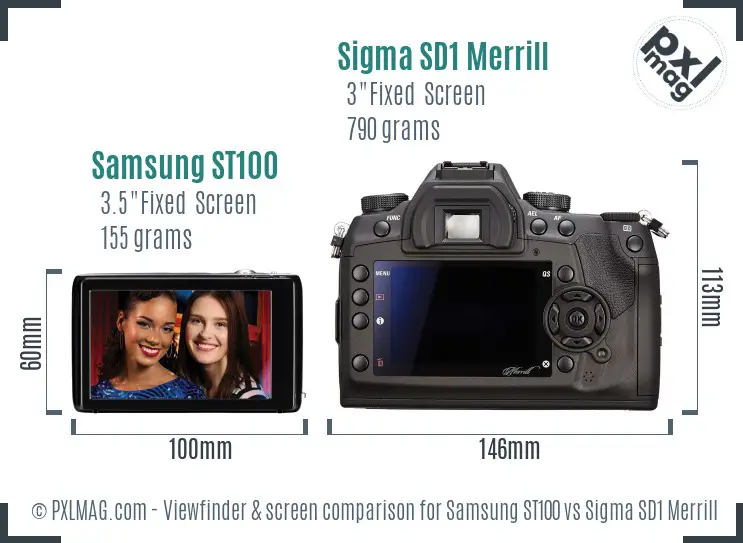 Samsung ST100 vs Sigma SD1 Merrill Screen and Viewfinder comparison