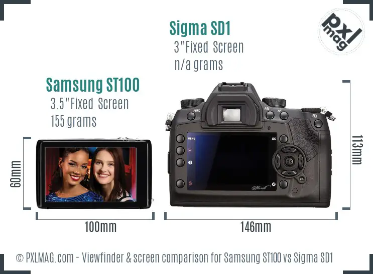 Samsung ST100 vs Sigma SD1 Screen and Viewfinder comparison