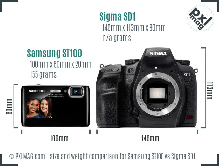 Samsung ST100 vs Sigma SD1 size comparison