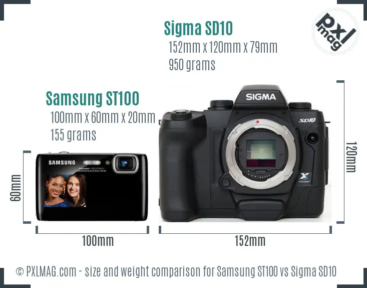 Samsung ST100 vs Sigma SD10 size comparison