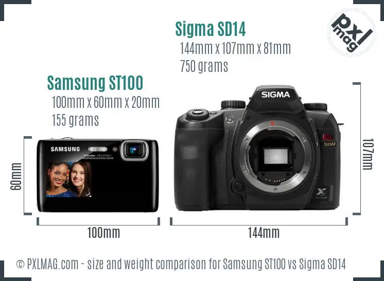 Samsung ST100 vs Sigma SD14 size comparison