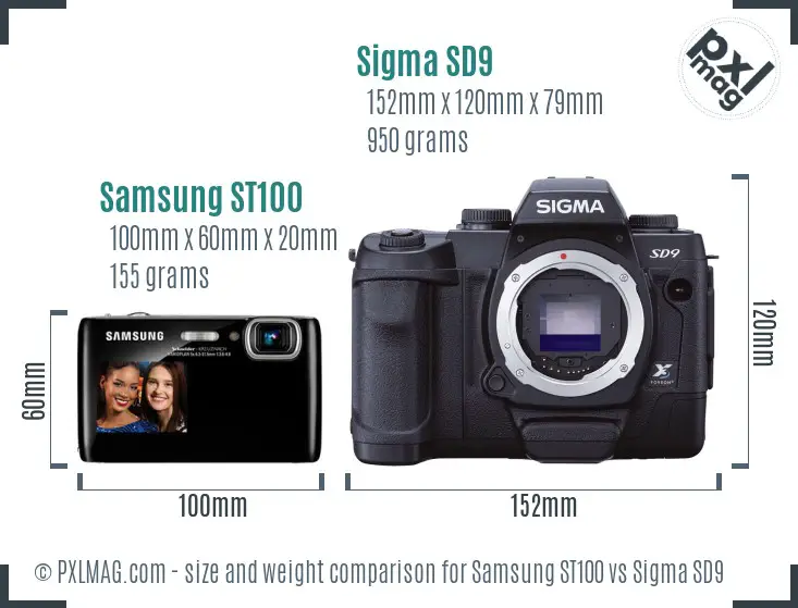 Samsung ST100 vs Sigma SD9 size comparison
