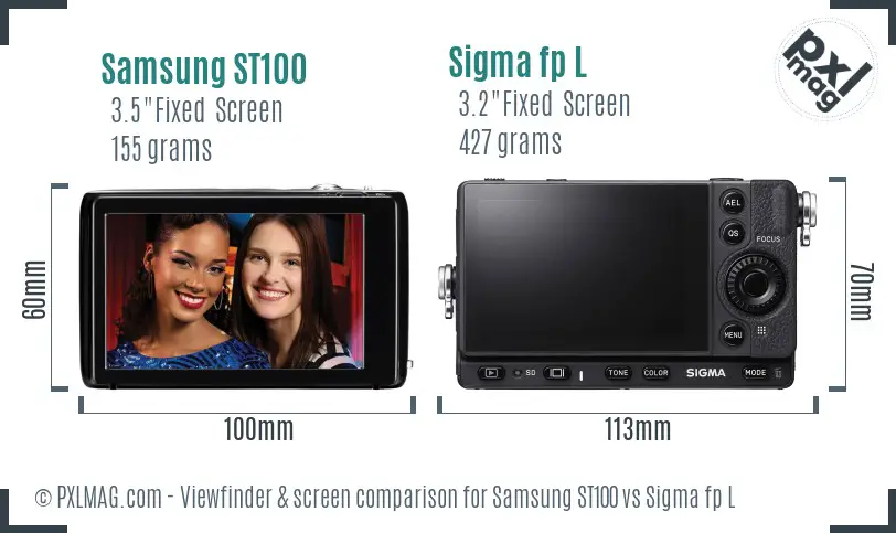 Samsung ST100 vs Sigma fp L Screen and Viewfinder comparison