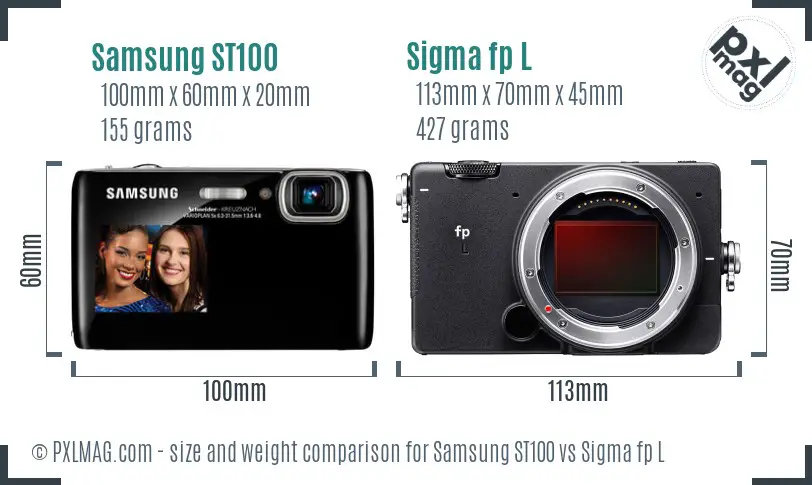 Samsung ST100 vs Sigma fp L size comparison