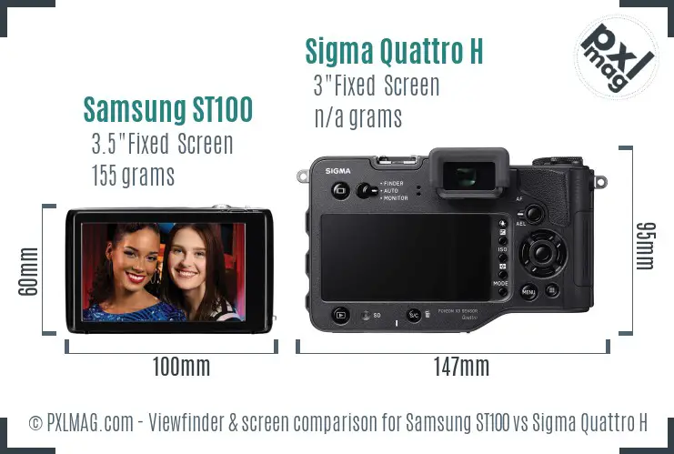 Samsung ST100 vs Sigma Quattro H Screen and Viewfinder comparison