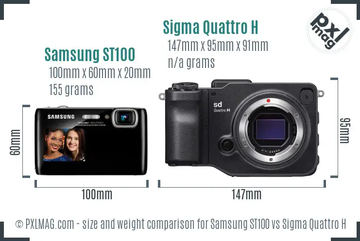 Samsung ST100 vs Sigma Quattro H size comparison