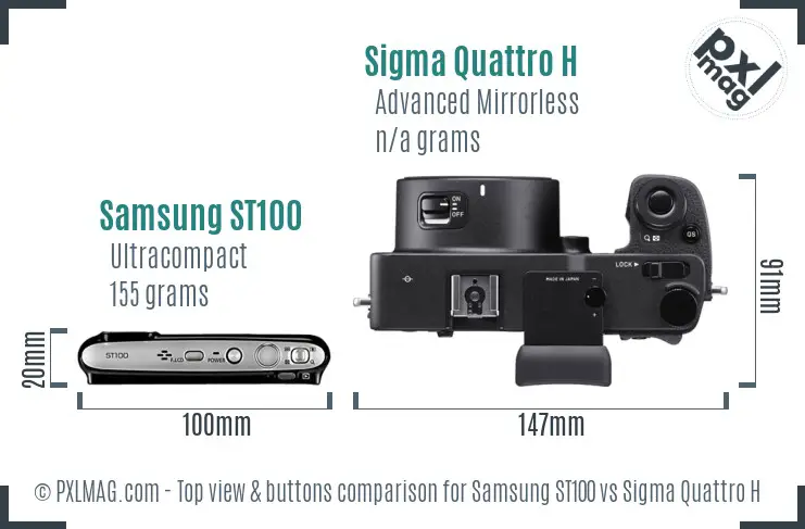 Samsung ST100 vs Sigma Quattro H top view buttons comparison
