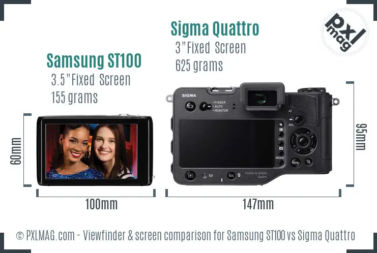 Samsung ST100 vs Sigma Quattro Screen and Viewfinder comparison