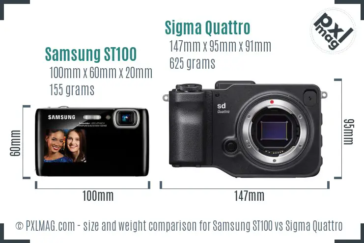 Samsung ST100 vs Sigma Quattro size comparison