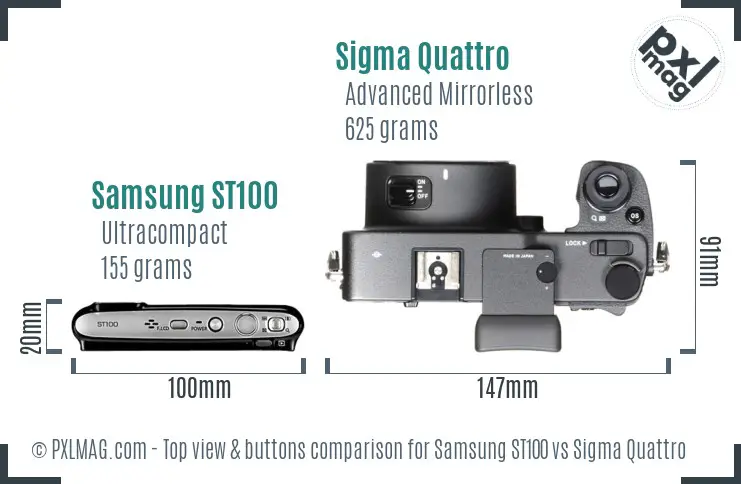 Samsung ST100 vs Sigma Quattro top view buttons comparison