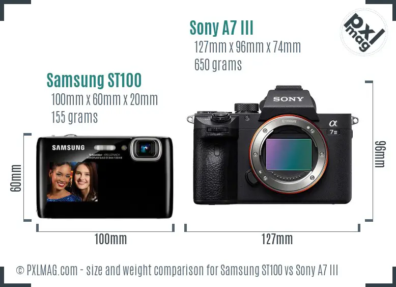 Samsung ST100 vs Sony A7 III size comparison