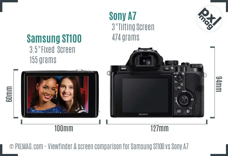 Samsung ST100 vs Sony A7 Screen and Viewfinder comparison