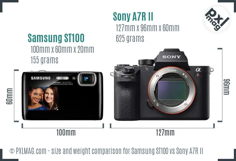 Samsung ST100 vs Sony A7R II size comparison