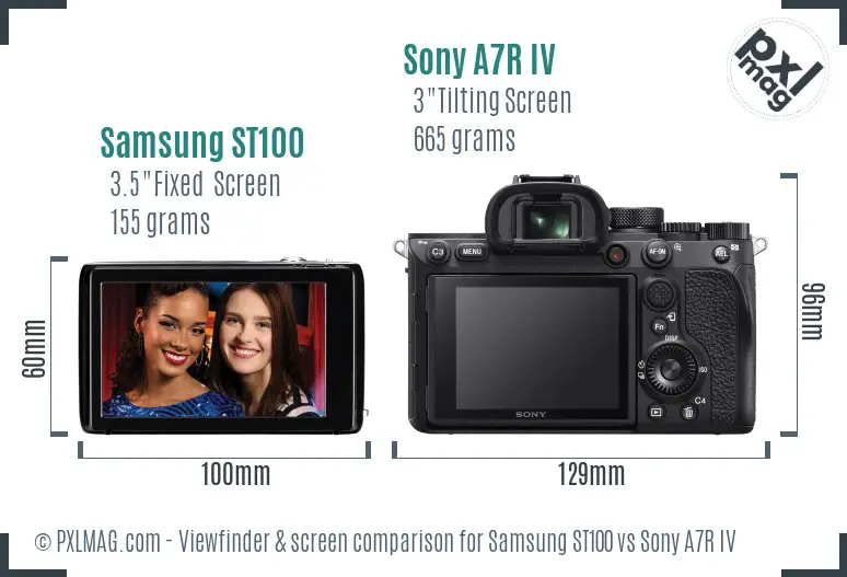 Samsung ST100 vs Sony A7R IV Screen and Viewfinder comparison