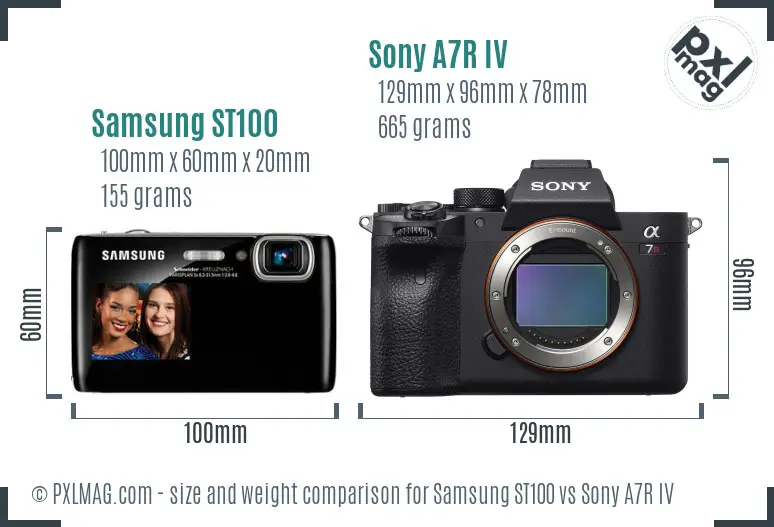 Samsung ST100 vs Sony A7R IV size comparison