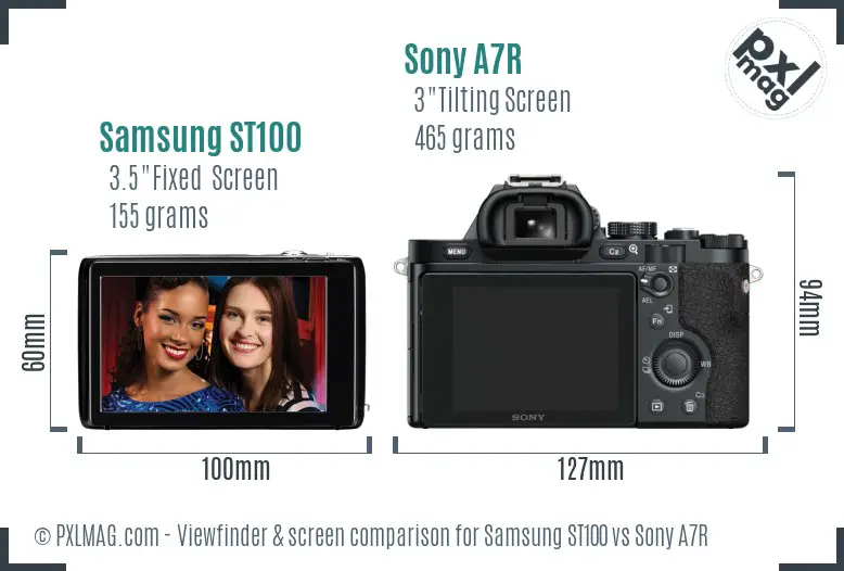 Samsung ST100 vs Sony A7R Screen and Viewfinder comparison