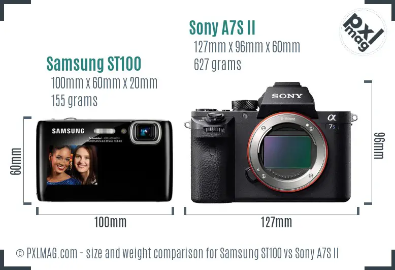 Samsung ST100 vs Sony A7S II size comparison