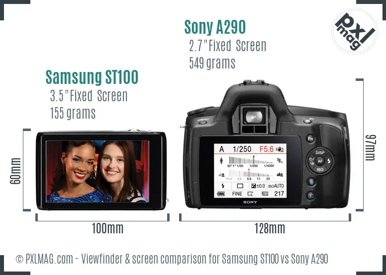 Samsung ST100 vs Sony A290 Screen and Viewfinder comparison Samsung ST100 vs Sony A290 Screen and Viewfinder comparison