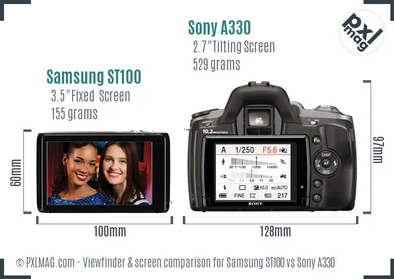 Samsung ST100 vs Sony A330 Screen and Viewfinder comparison Samsung ST100 vs Sony A330 Screen and Viewfinder comparison