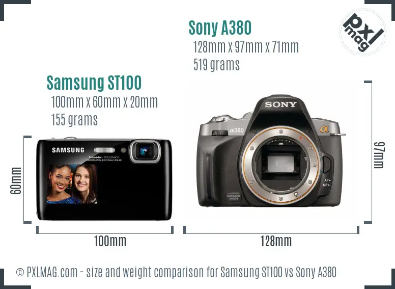 Samsung ST100 vs Sony A380 size comparison Samsung ST100 vs Sony A380 size comparison