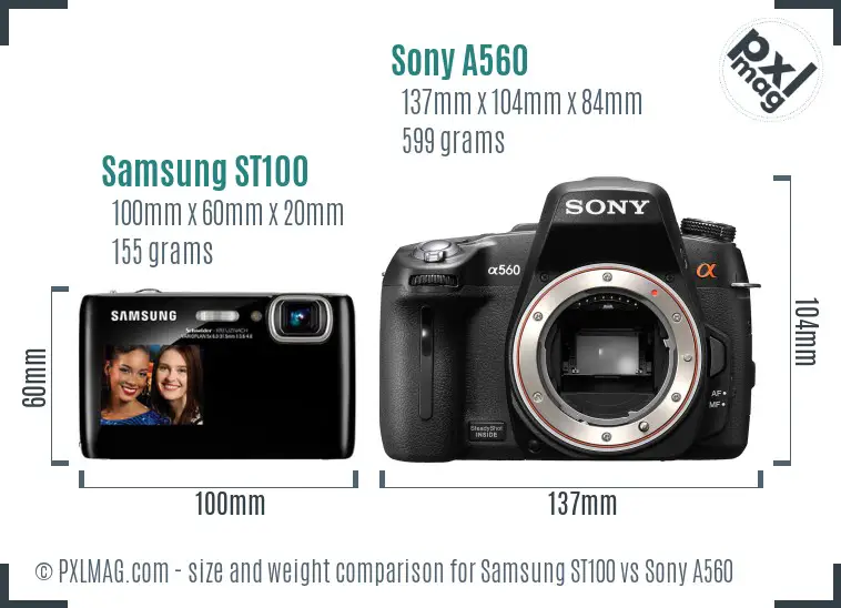 Samsung ST100 vs Sony A560 size comparison