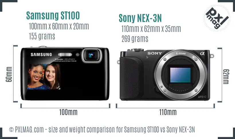 Samsung ST100 vs Sony NEX-3N size comparison