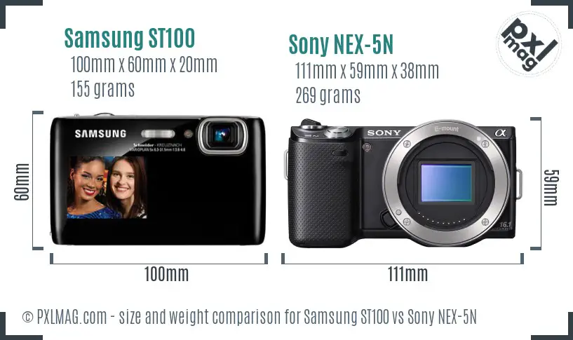 Samsung ST100 vs Sony NEX-5N size comparison Samsung ST100 vs Sony NEX-5N size comparison