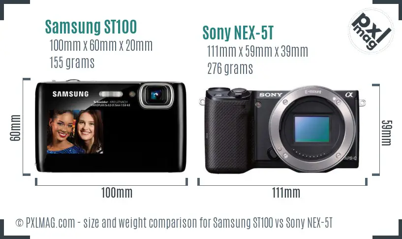 Samsung ST100 vs Sony NEX-5T size comparison