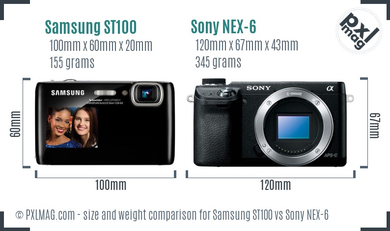 Samsung ST100 vs Sony NEX-6 size comparison Samsung ST100 vs Sony NEX-6 size comparison