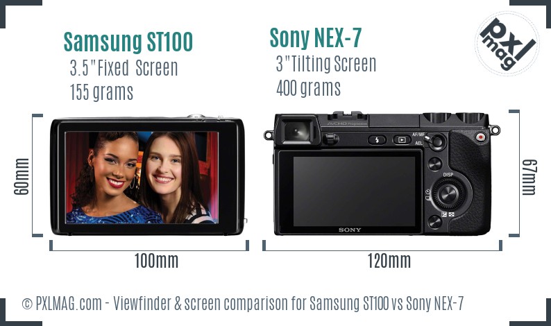 Samsung ST100 vs Sony NEX-7 Screen and Viewfinder comparison