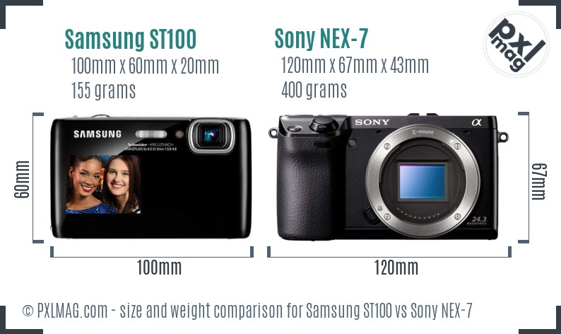 Samsung ST100 vs Sony NEX-7 size comparison Samsung ST100 vs Sony NEX-7 size comparison