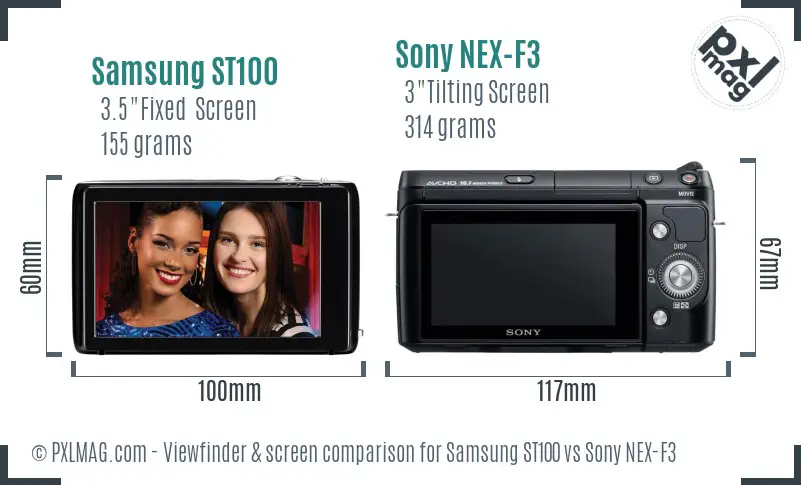 Samsung ST100 vs Sony NEX-F3 Screen and Viewfinder comparison