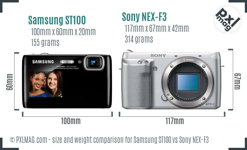 Samsung ST100 vs Sony NEX-F3 size comparison