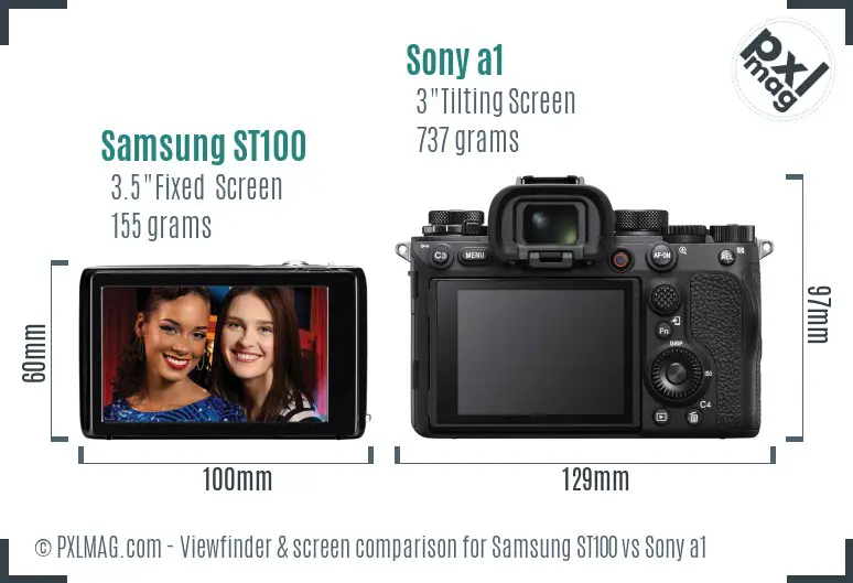 Samsung ST100 vs Sony a1 Screen and Viewfinder comparison