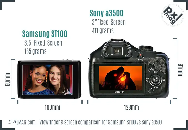 Samsung ST100 vs Sony a3500 Screen and Viewfinder comparison