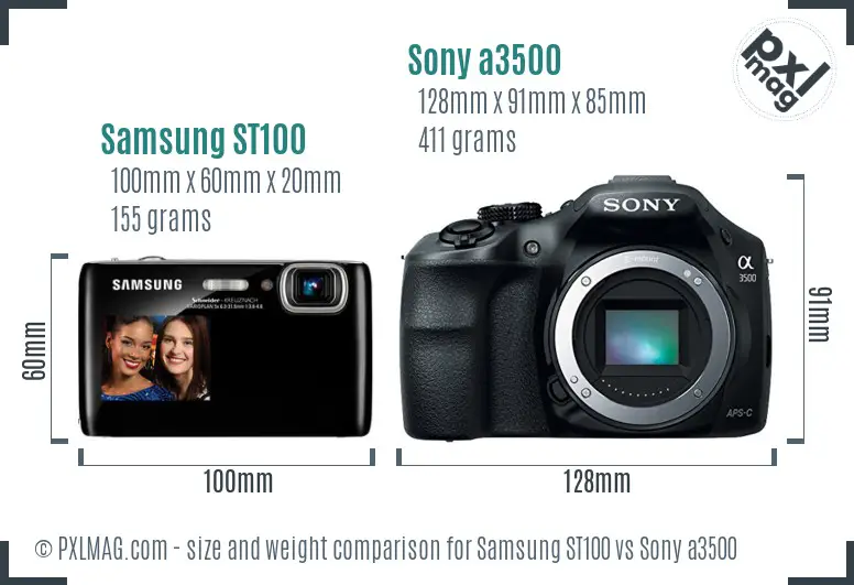 Samsung ST100 vs Sony a3500 size comparison