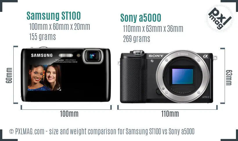 Samsung ST100 vs Sony a5000 size comparison