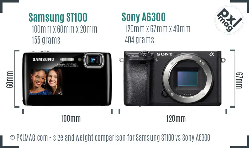 Samsung ST100 vs Sony A6300 size comparison Samsung ST100 vs Sony A6300 size comparison
