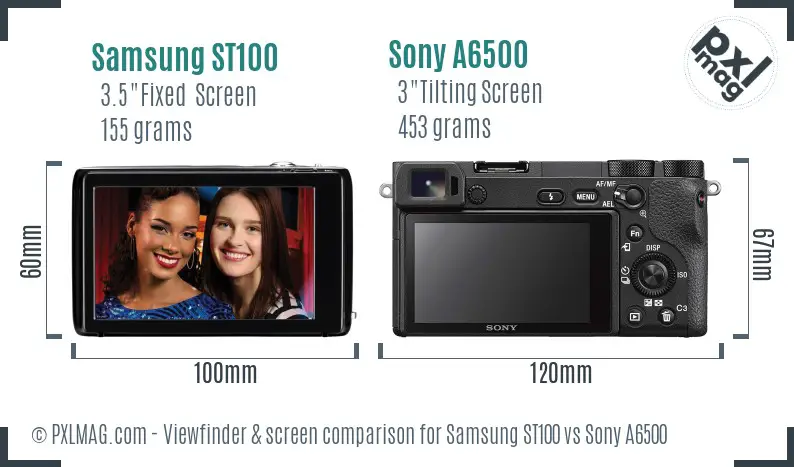 Samsung ST100 vs Sony A6500 Screen and Viewfinder comparison Samsung ST100 vs Sony A6500 Screen and Viewfinder comparison