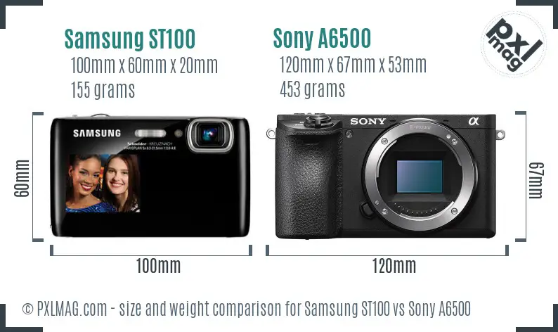 Samsung ST100 vs Sony A6500 size comparison Samsung ST100 vs Sony A6500 size comparison