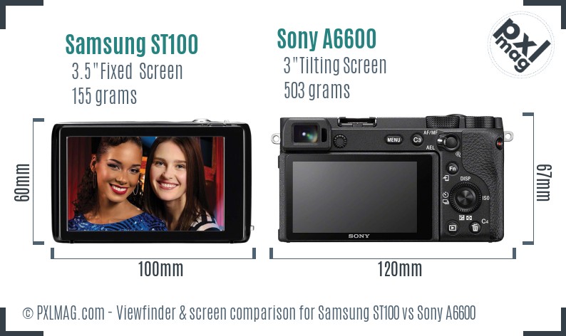 Samsung ST100 vs Sony A6600 Screen and Viewfinder comparison