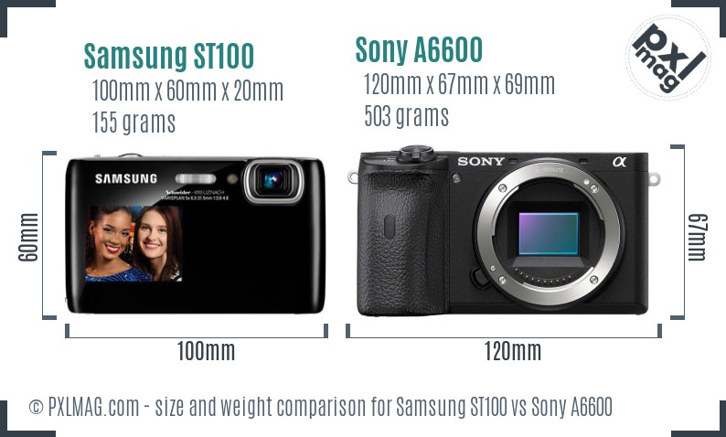 Samsung ST100 vs Sony A6600 size comparison Samsung ST100 vs Sony A6600 size comparison