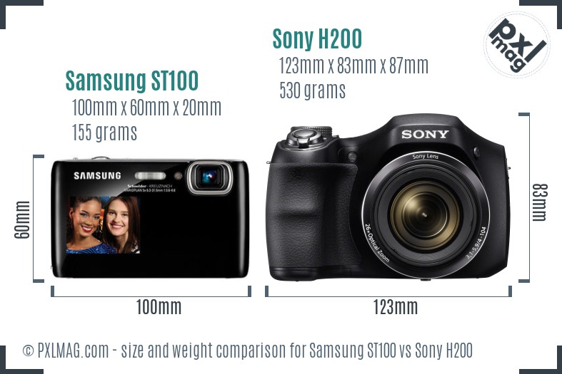 Samsung ST100 vs Sony H200 size comparison Samsung ST100 vs Sony H200 size comparison