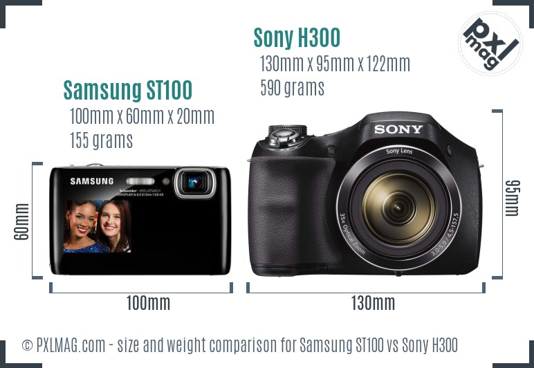 Samsung ST100 vs Sony H300 size comparison