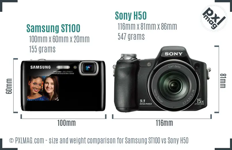Samsung ST100 vs Sony H50 size comparison