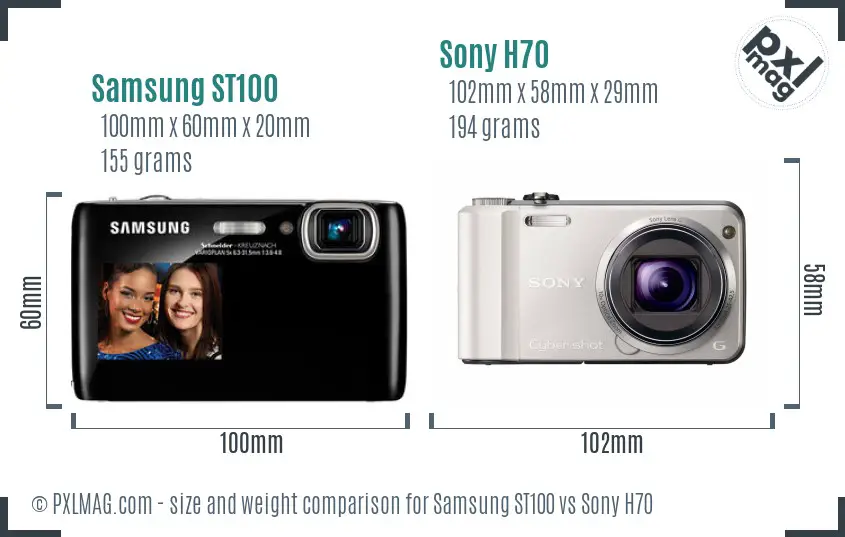 Samsung ST100 vs Sony H70 size comparison Samsung ST100 vs Sony H70 size comparison